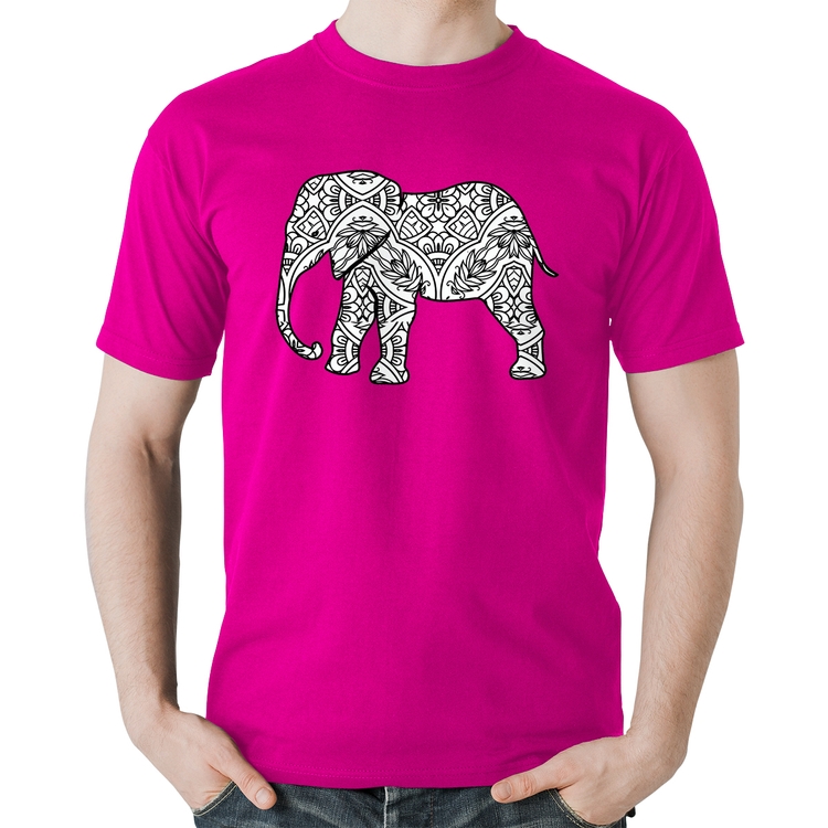 Camiseta Algodão Elefante Mandala - Rosa