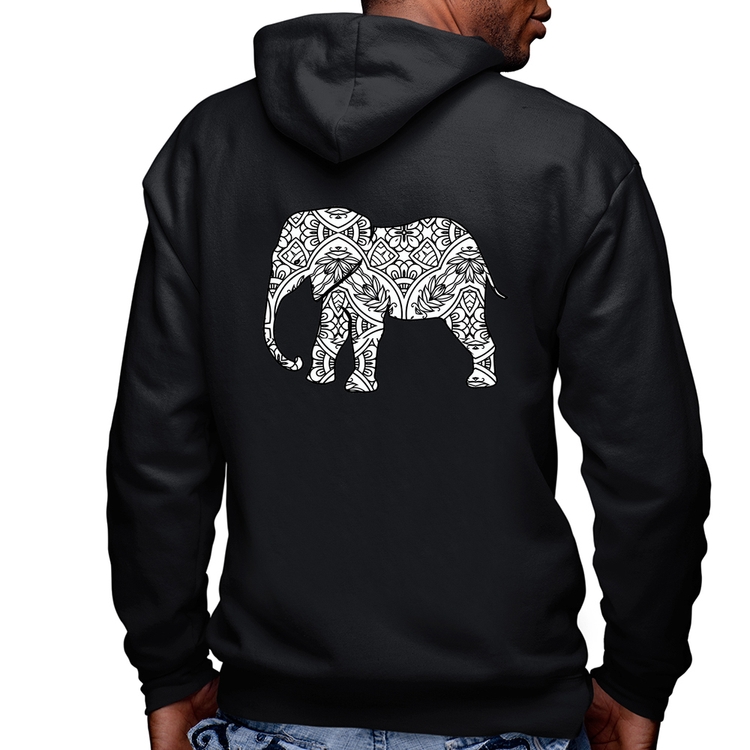 Blusa Moletom Elefante Mandala Masculina com Capuz e Zíper