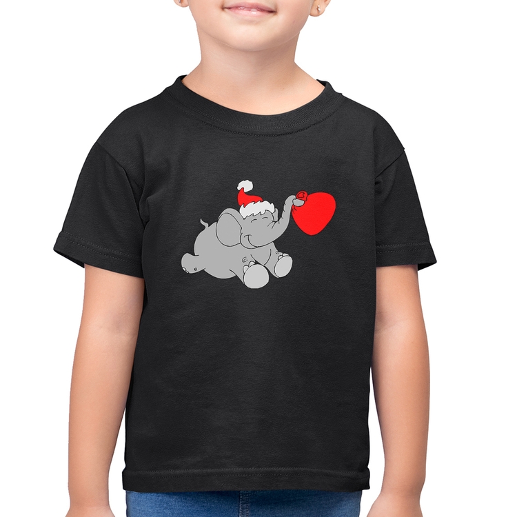 Camiseta Algodão Infantil Elefante Noel