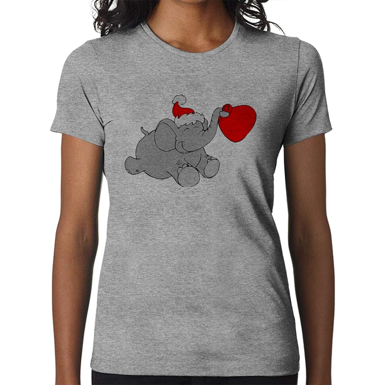 Baby Look Elefante Noel - Cinza