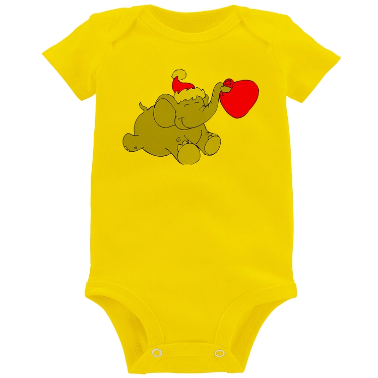 Body Bebê Elefante Noel - Amarelo