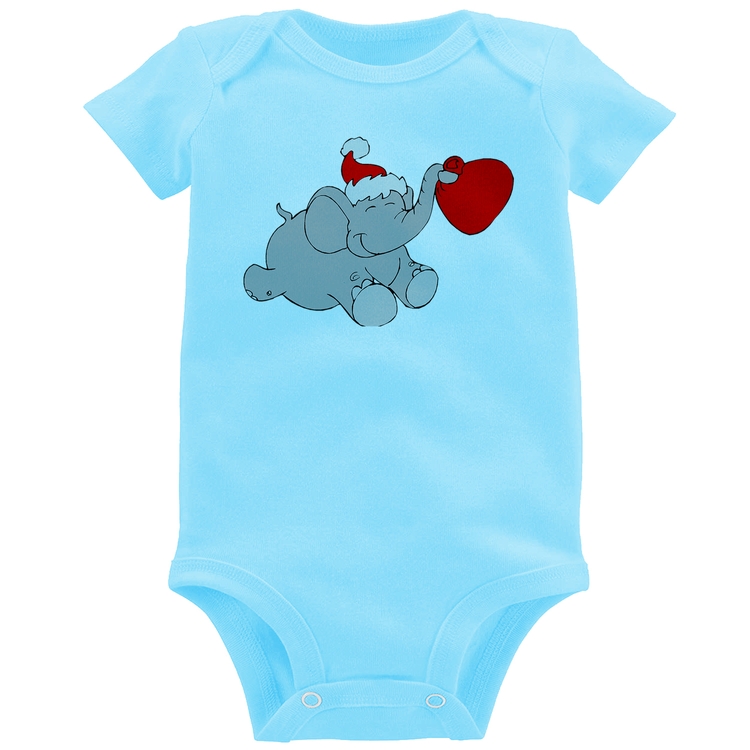 Body Bebê Elefante Noel - Azul Bebê