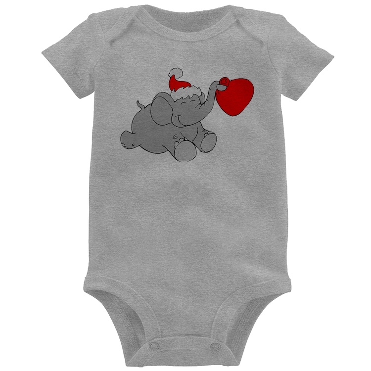 Body Bebê Elefante Noel - Cinza