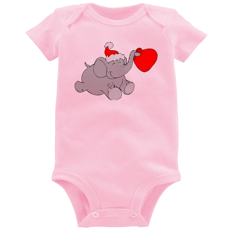 Body Bebê Elefante Noel - Rosa Bebê