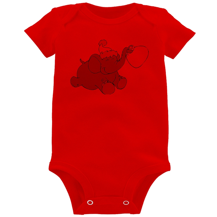 Body Bebê Elefante Noel - Vermelho