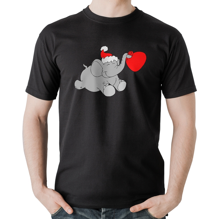 Camiseta Algodão Elefante Noel