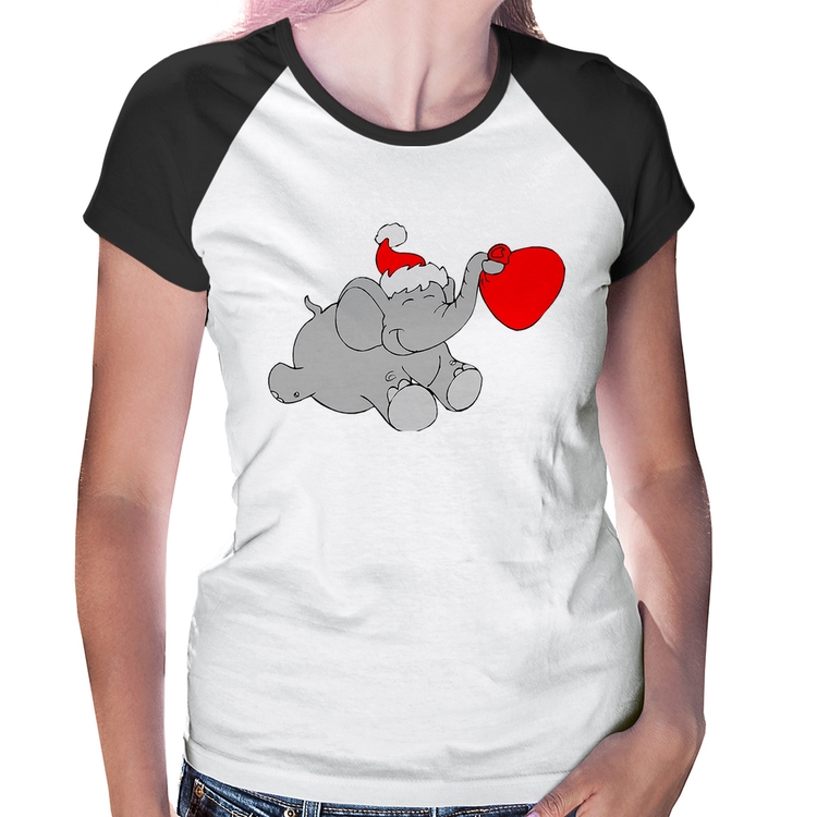 Baby Look Raglan Elefante Noel