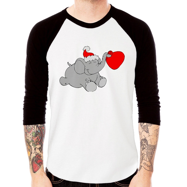 Camiseta Raglan Elefante Noel Manga 3/4