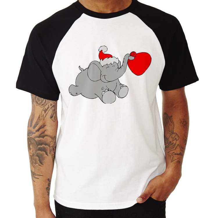 Camiseta Raglan Elefante Noel