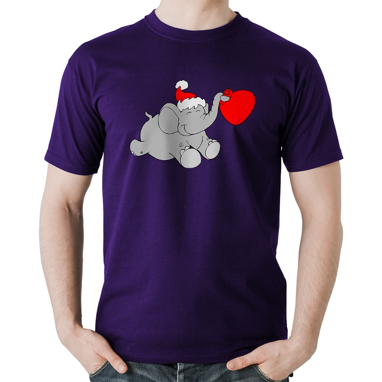 Camiseta Algodão Elefante Noel - Roxa