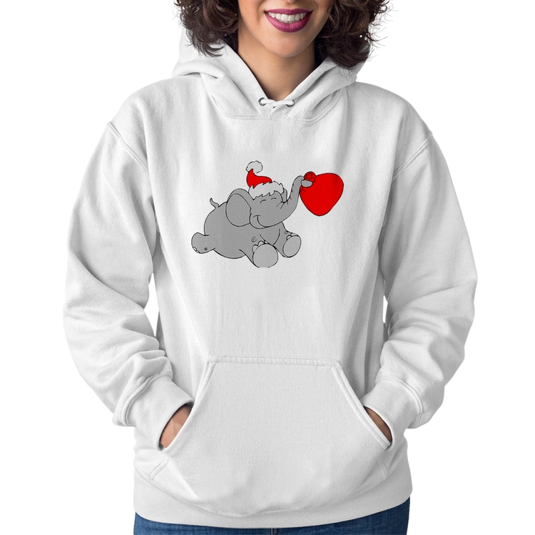 Moletom Feminino Elefante Noel - Branco