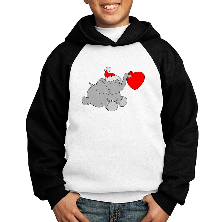 Moletom Infantil Elefante Noel - Branco/Preto