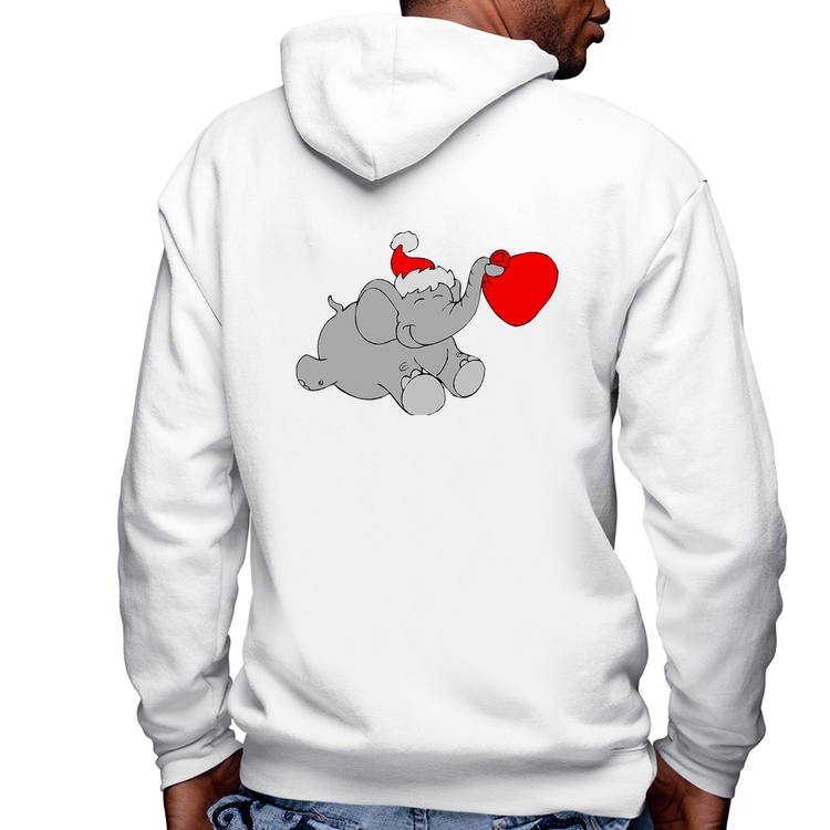 Blusa Moletom Elefante Noel Masculina com Capuz e Zíper - Branca