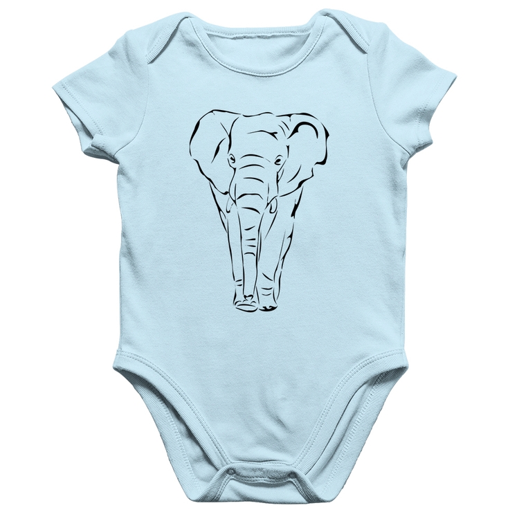 Body Bebê Algodão Elefante Traços - Azul Bebê