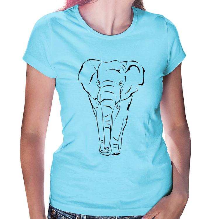 Baby Look Elefante Traços - Azul Bebê