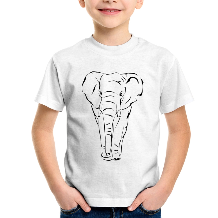 Camiseta Infantil Elefante Traços