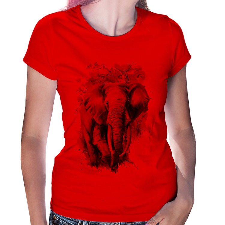 Baby Look Elefante Watercolor - Vermelha