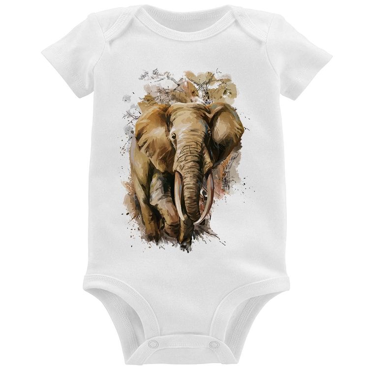 Body Bebê Elefante Watercolor