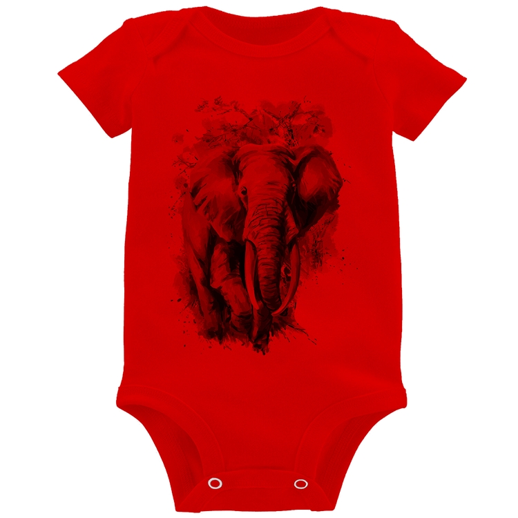 Body Bebê Elefante Watercolor - Vermelho