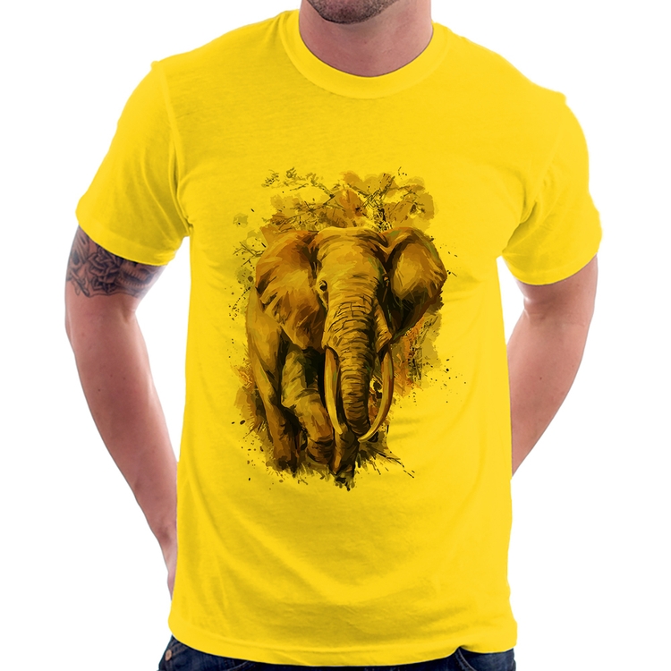 Camiseta Elefante Watercolor - Amarela