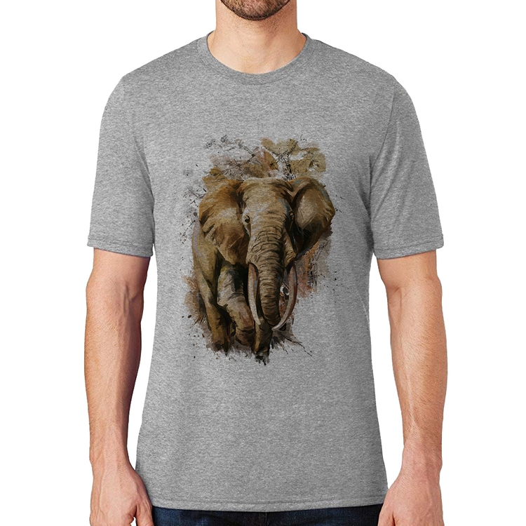 Camiseta Elefante Watercolor - Cinza