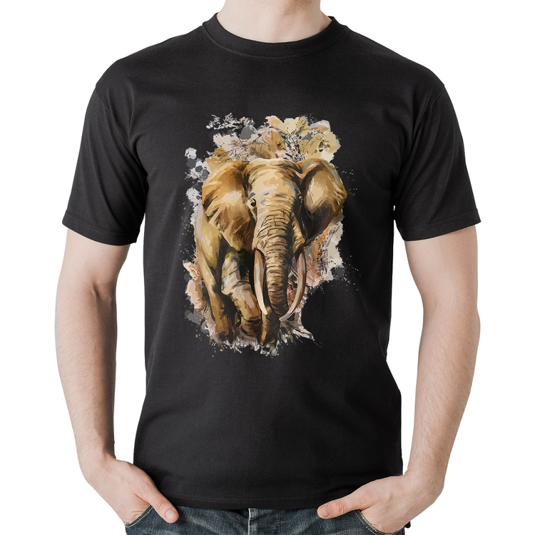 Camiseta Algodão Elefante Watercolor