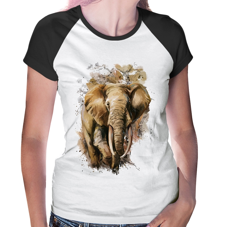 Baby Look Raglan Elefante Watercolor