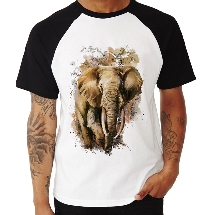 Camiseta Raglan Elefante Watercolor