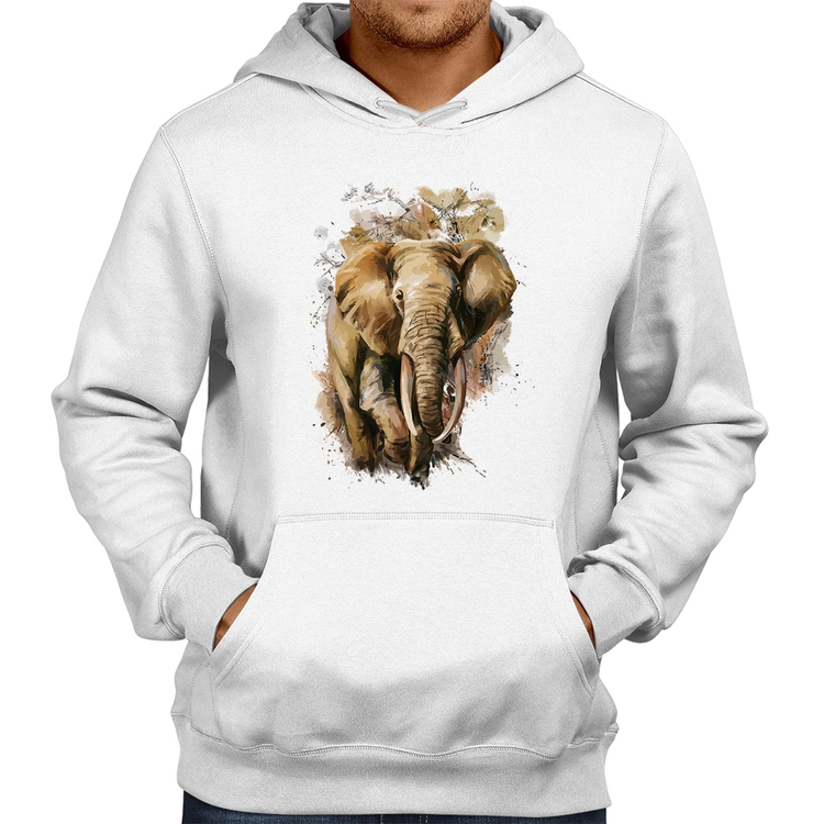 Moletom Elefante Watercolor - Branco
