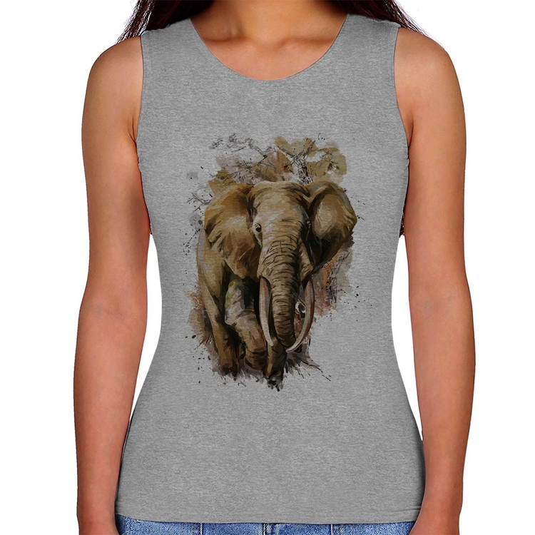 Regata Feminina Elefante Watercolor - Cinza