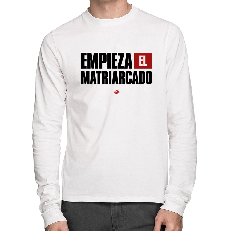 Camiseta Algodão ¡Empieza el matriarcado! Manga Longa - Branca