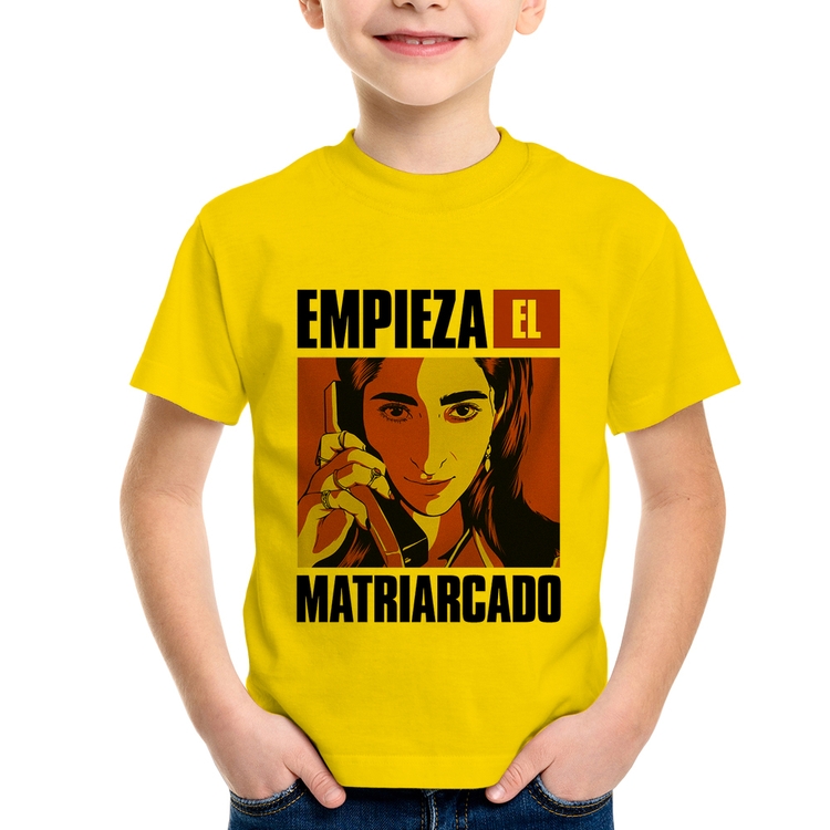 Camiseta Infantil Empieza el matriarcado - Amarela