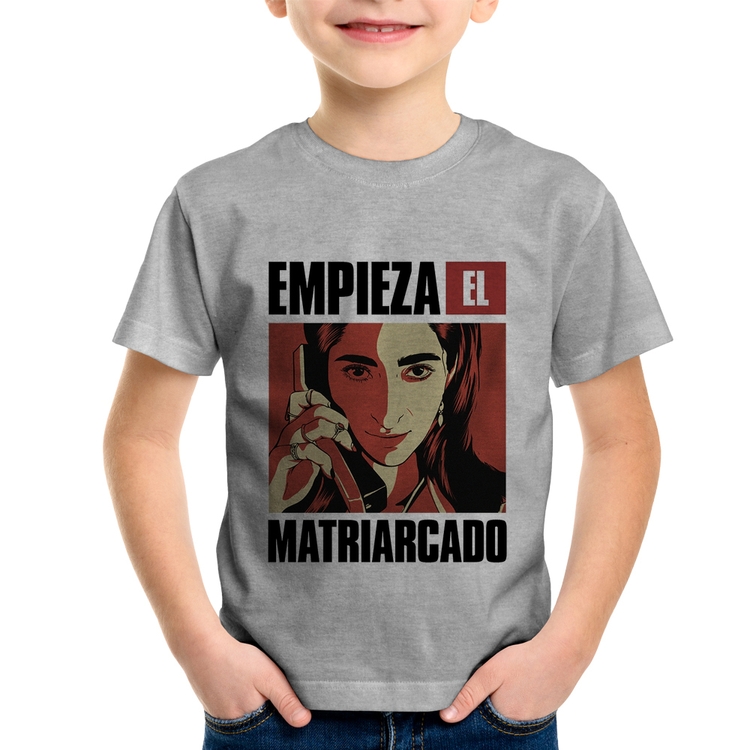 Camiseta Infantil Empieza el matriarcado - Cinza