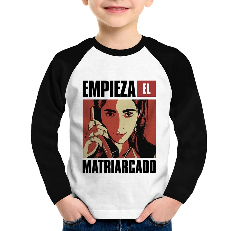 Camiseta Raglan Infantil Empieza el matriarcado Manga Longa