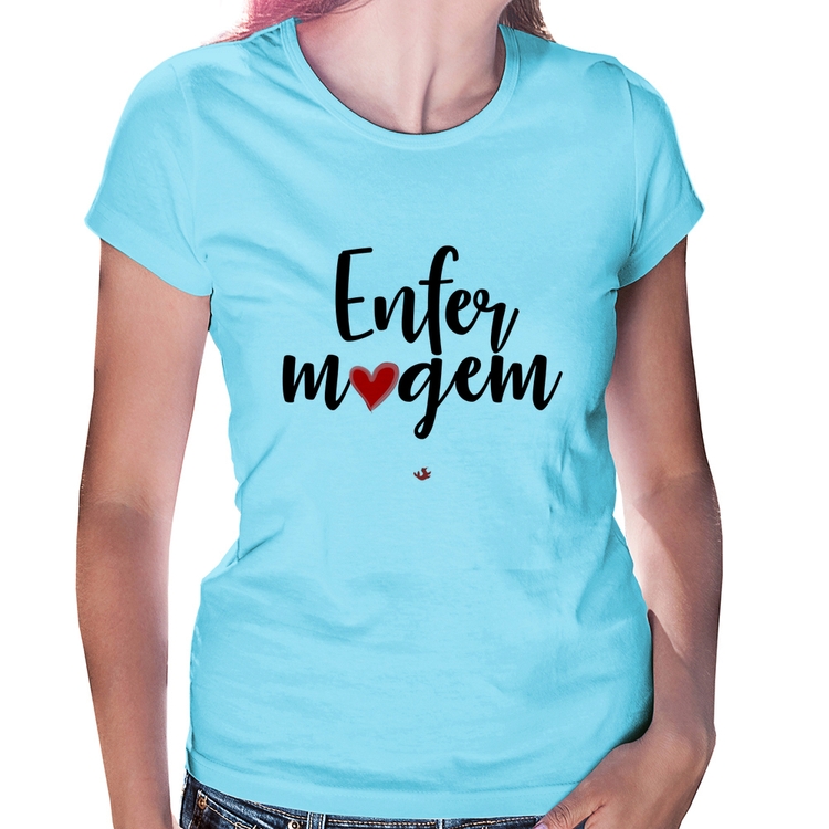 Baby Look Enfermagem por amor - Azul Bebê