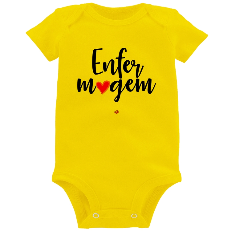 Body Bebê Enfermagem por amor - Amarelo