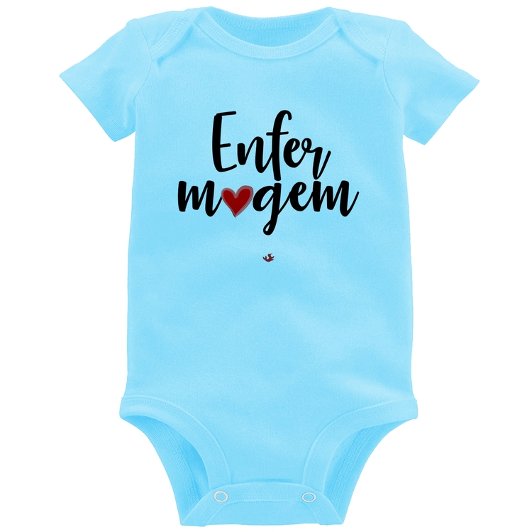 Body Bebê Enfermagem por amor - Azul Bebê