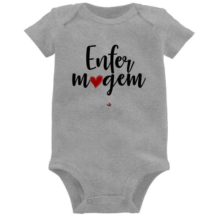 Body Bebê Enfermagem por amor - Cinza