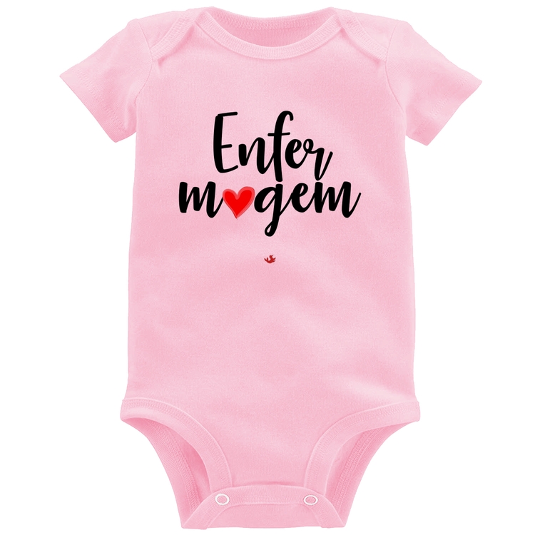 Body Bebê Enfermagem por amor - Rosa Bebê