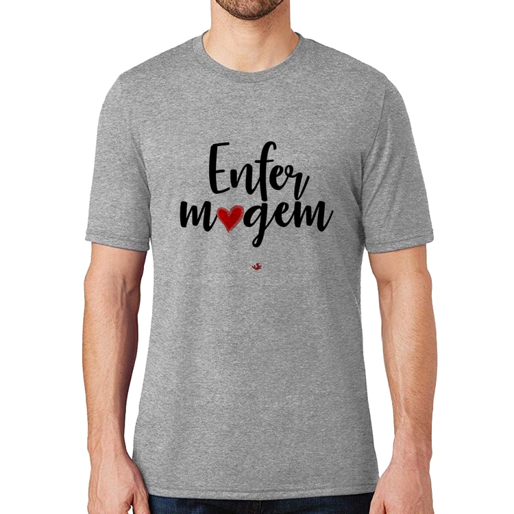 Camiseta Enfermagem por amor - Cinza