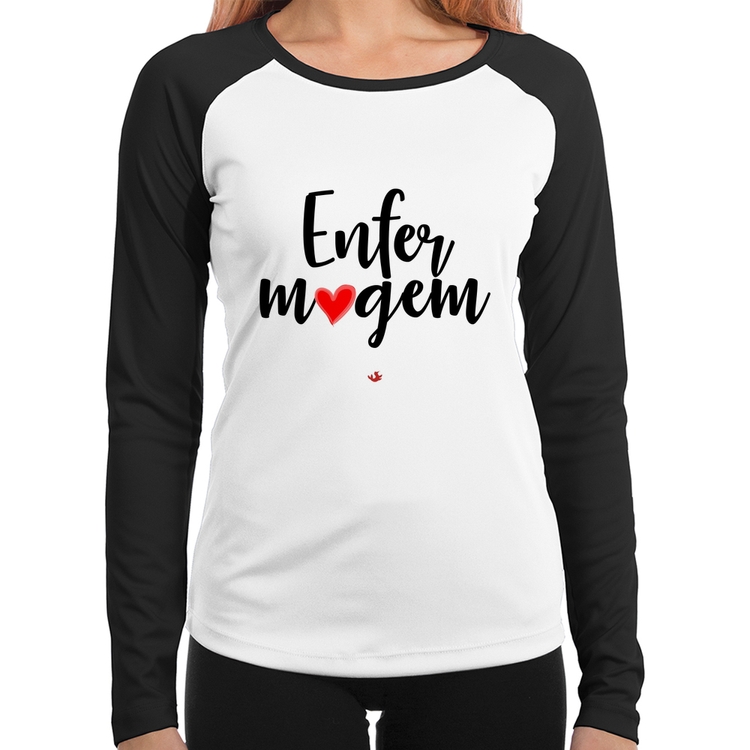 Baby Look Raglan Enfermagem por amor Manga Longa