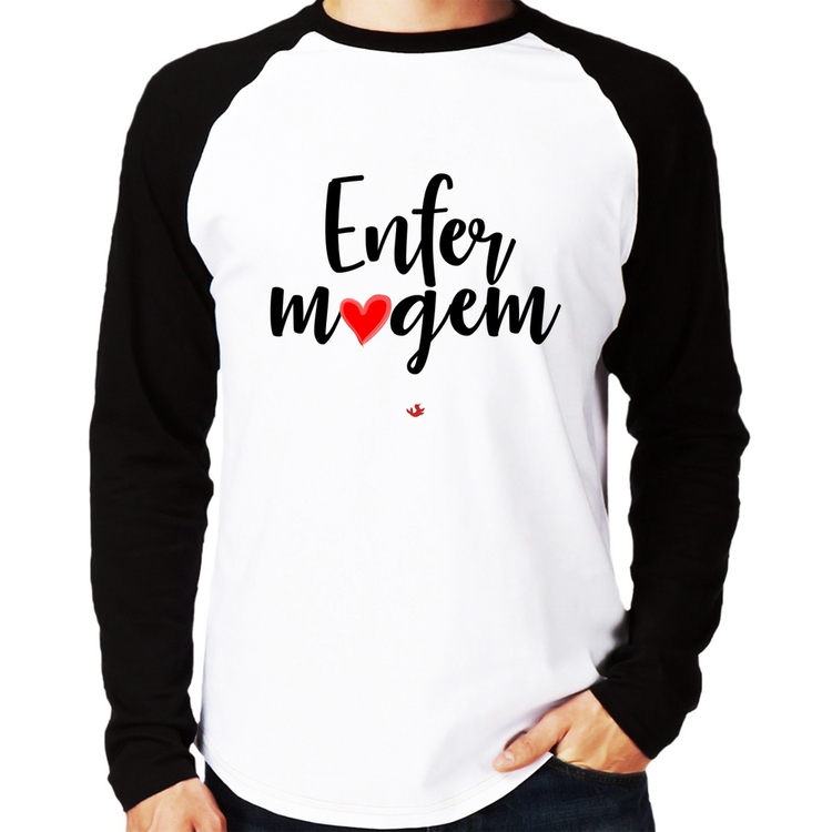 Camiseta Raglan Enfermagem por amor Manga Longa