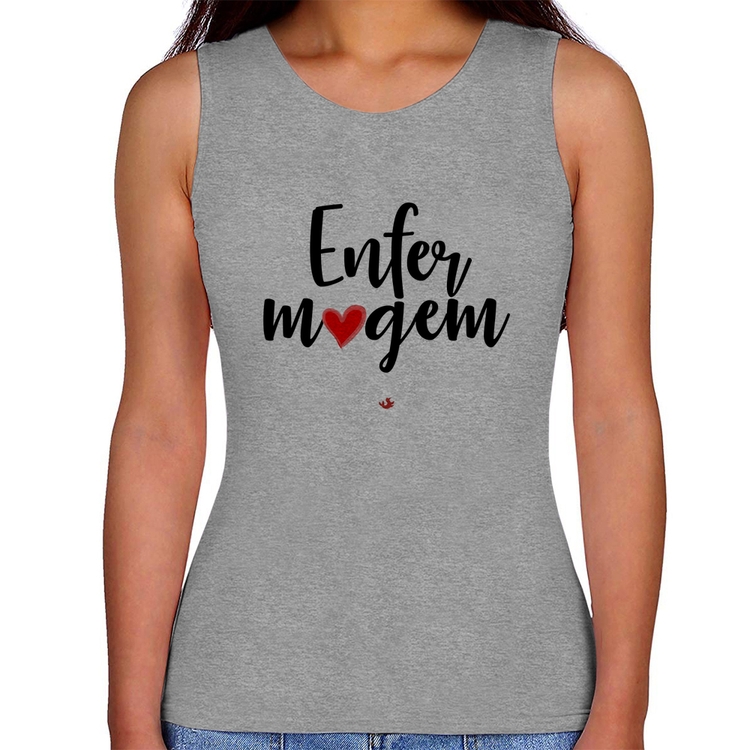 Regata Feminina Enfermagem por amor - Cinza