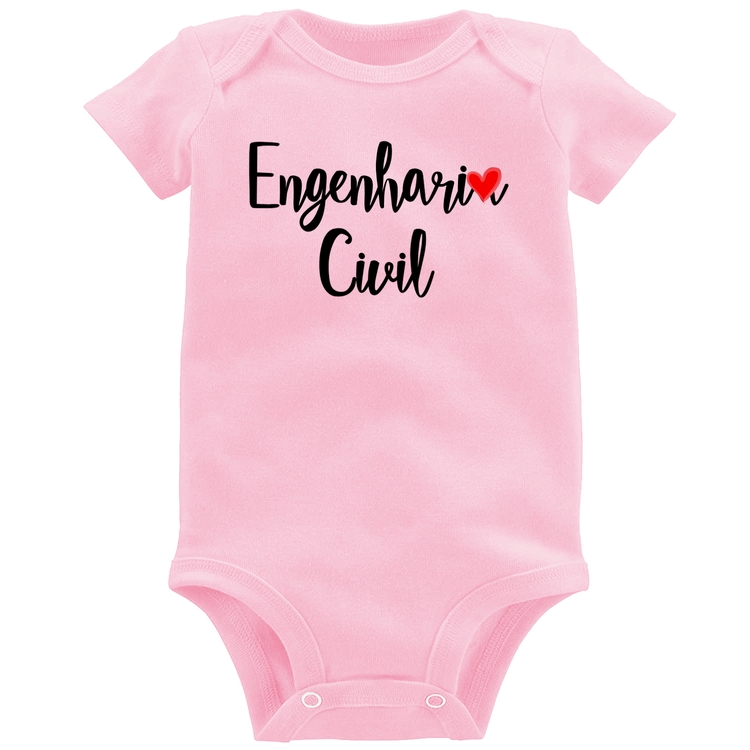 Body Bebê Engenharia Civil - Rosa Bebê
