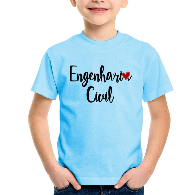 Camiseta Infantil Engenharia Civil - Azul Bebê