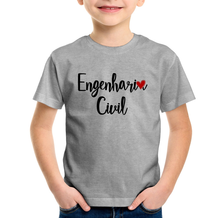 Camiseta Infantil Engenharia Civil - Cinza