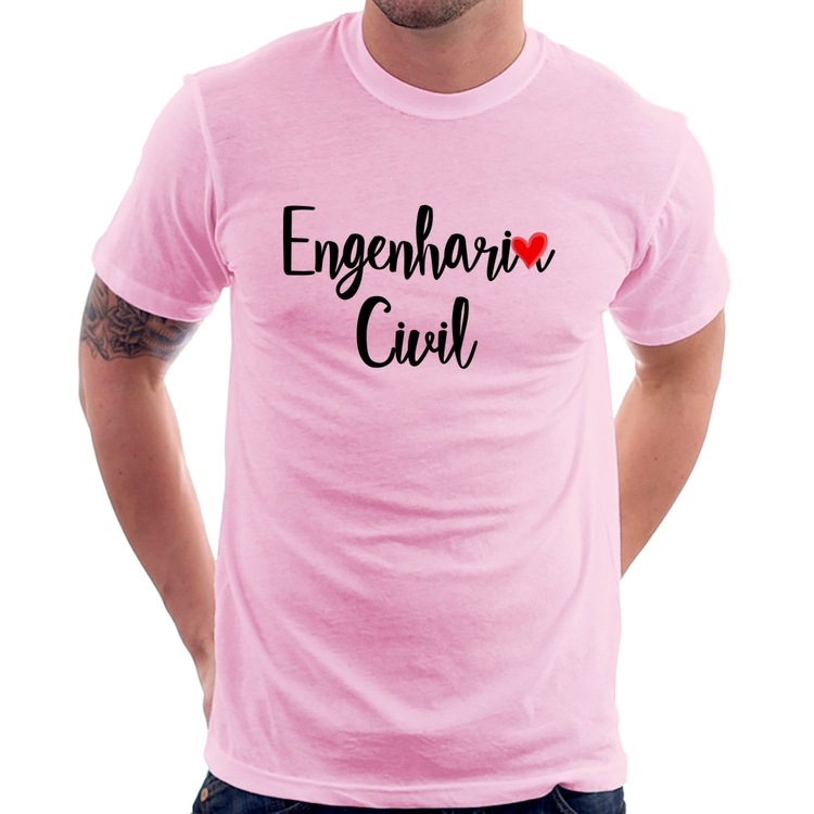 Camiseta Engenharia Civil - Rosa Bebê