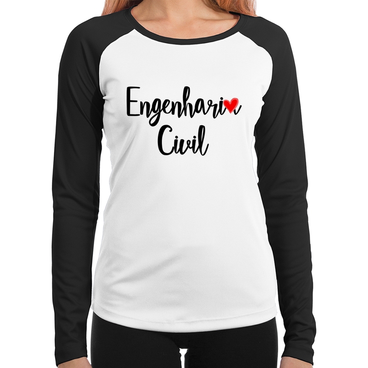 Baby Look Raglan Engenharia Civil Manga Longa