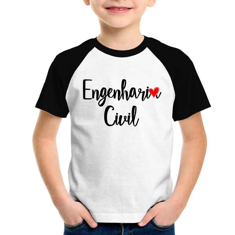 Camiseta Raglan Infantil Engenharia Civil