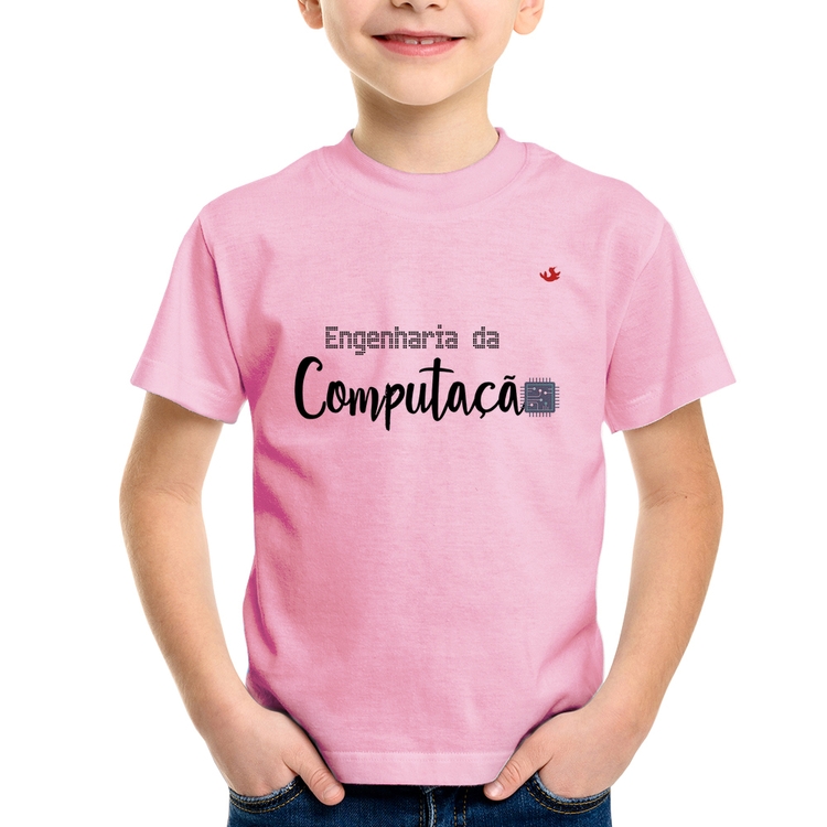 Camiseta Infantil Engenharia da Computação - Rosa Bebê